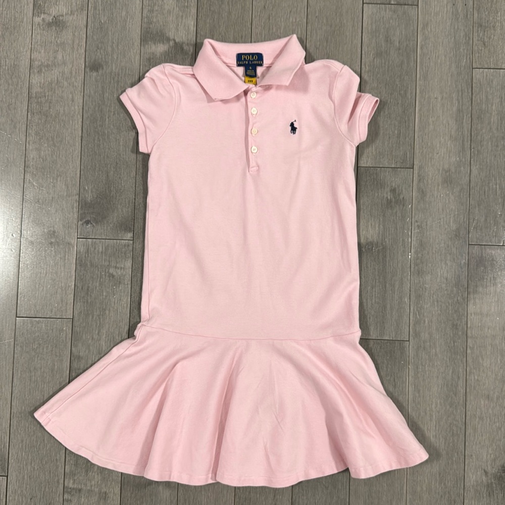 POLO RALPH LAUREN Girls Short Sleeve Mesh Kids Dress Pink